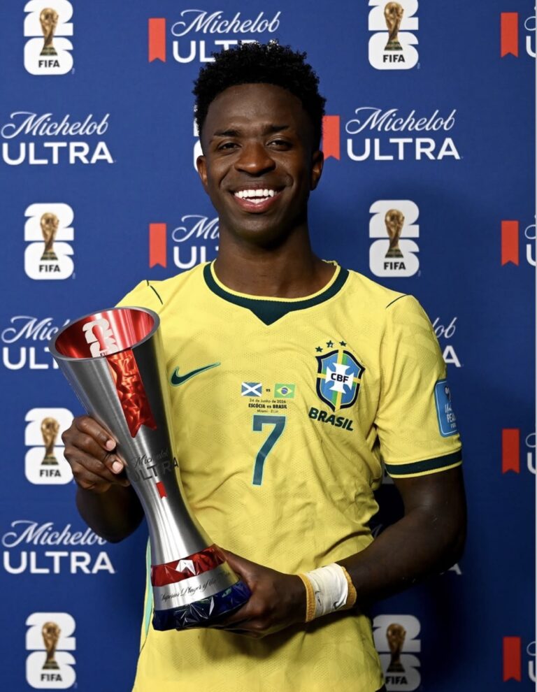 Vini Jr. brilha e Brasil se classifica em 1º com 3×0 sobre a Escócia