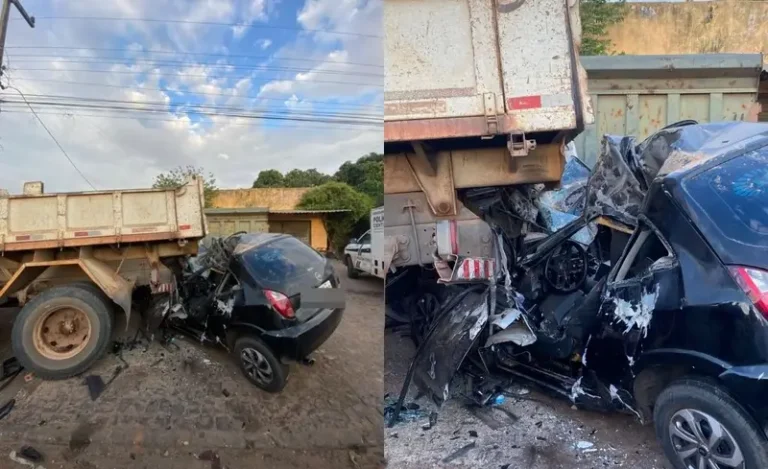 Motorista morre preso às ferragens após colidir carro contra traseira de caçamba na BR-316, em Teresina