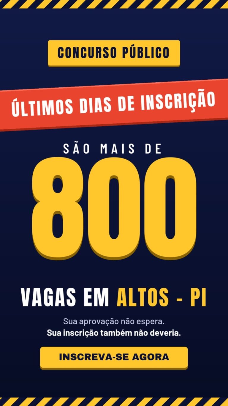 Concurso Público da Prefeitura de Altos tem inscrições prorrogadas até 6 de agosto